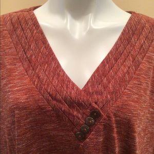 3/4 sleeves pleated v neck blouse